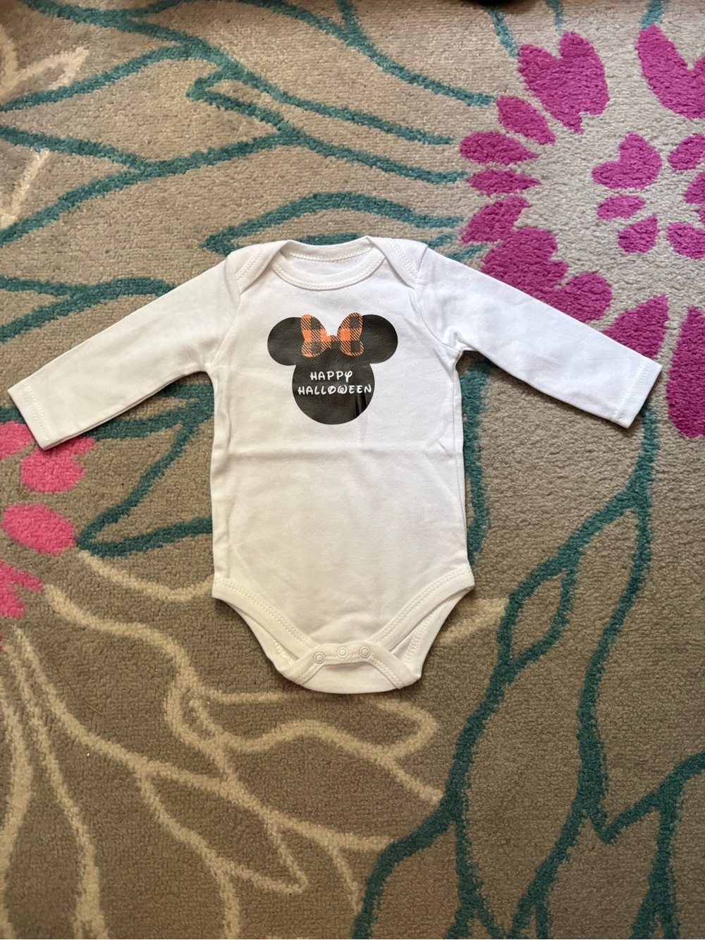 Minnie Mouse Happy Halloween Long Sleeve Bodysuit Size 0-3 Months